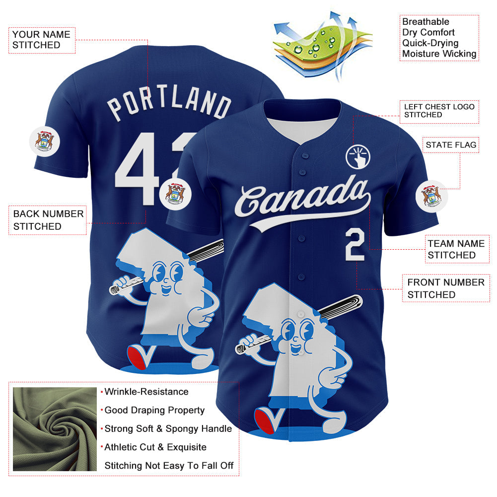 Custom Blue White-Red 3D Urban City Edition Sports Authentic Baseball Jersey