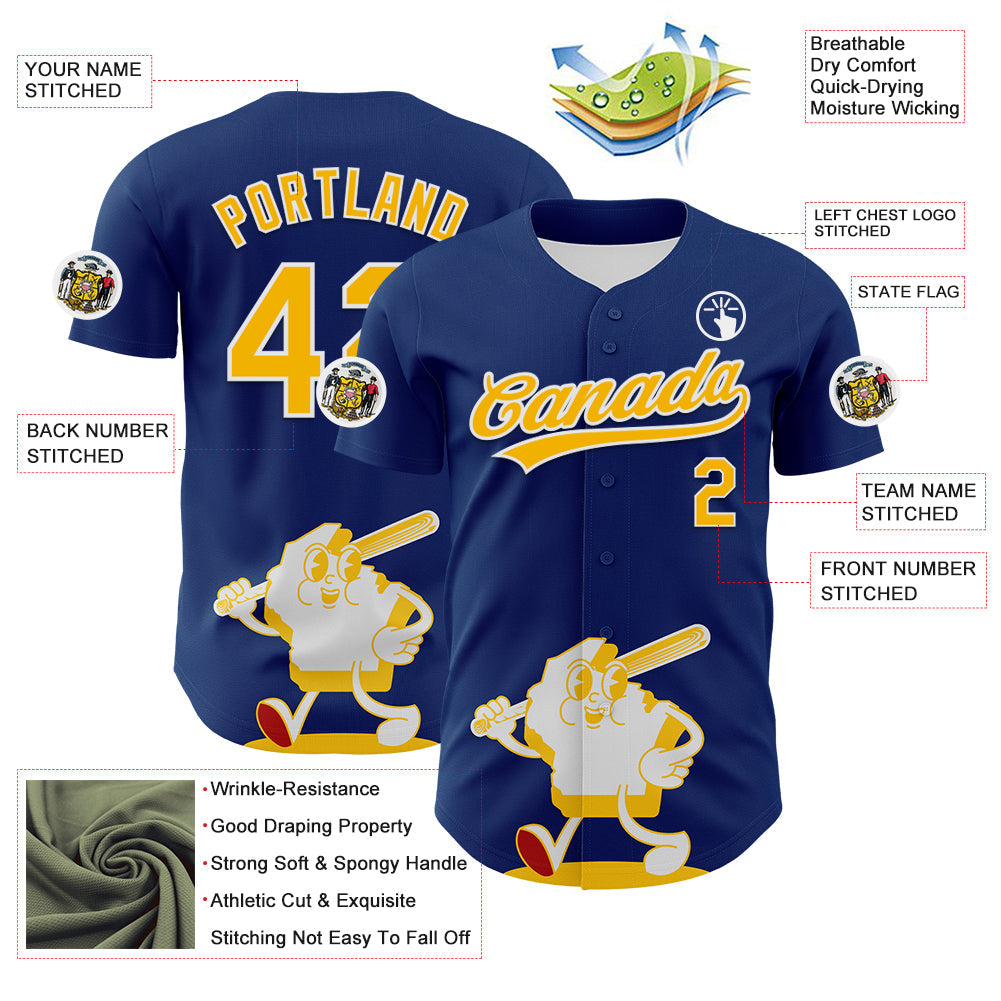 Custom Blue Gold Red-White 3D Urban City Edition Sports Authentic Baseball Jersey