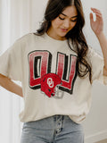 Ou Sooners Helmet Fade Off White Thrifted Tee