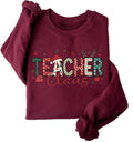 Teacher Christmas Sweatshirt Women Teacher Claus Graphic Long Sleeve Shirts Xmas Holiday Crewneck Pullover Sweater