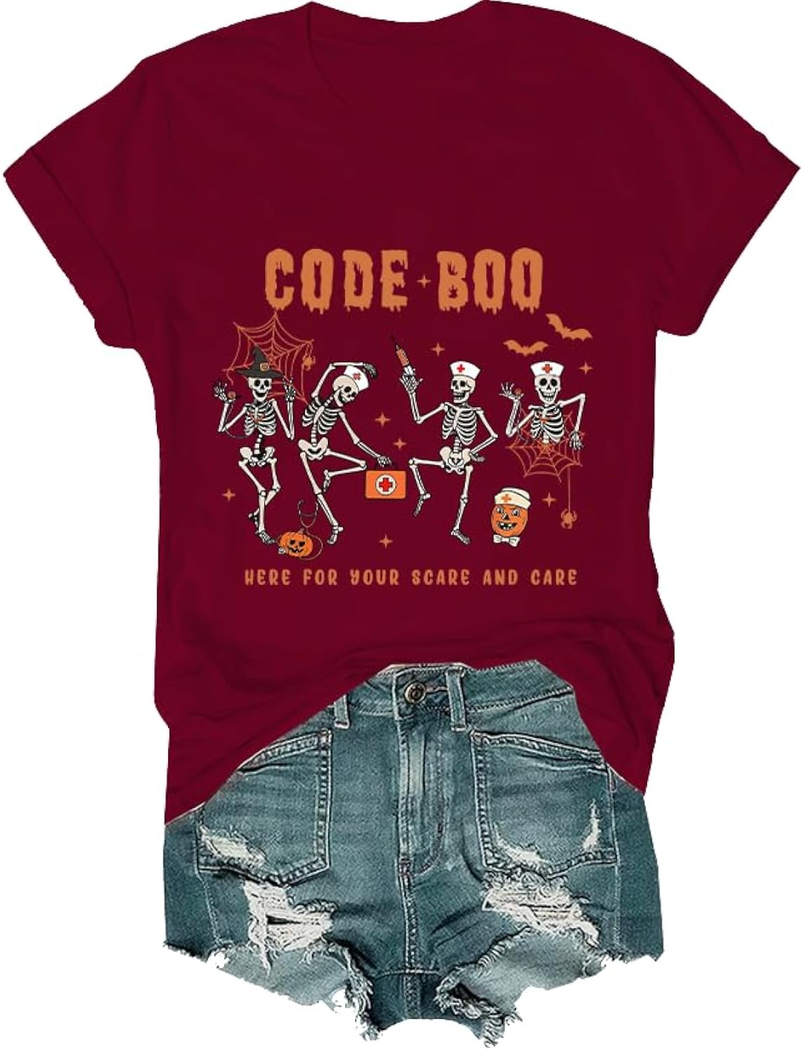 Halloween Nurse Shirt Code Boo Here for Your Scare and Care Shirt Halloween Nurse T-Shirt