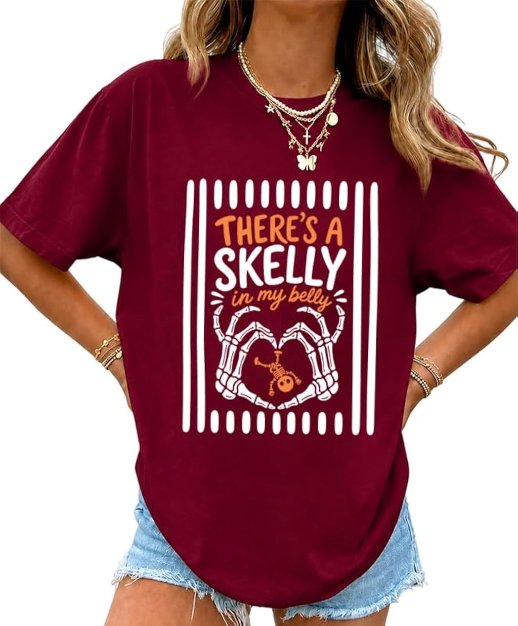 There’s A Skelly in My Belly Shirt Halloween Pregnancy Announcement Tshirt