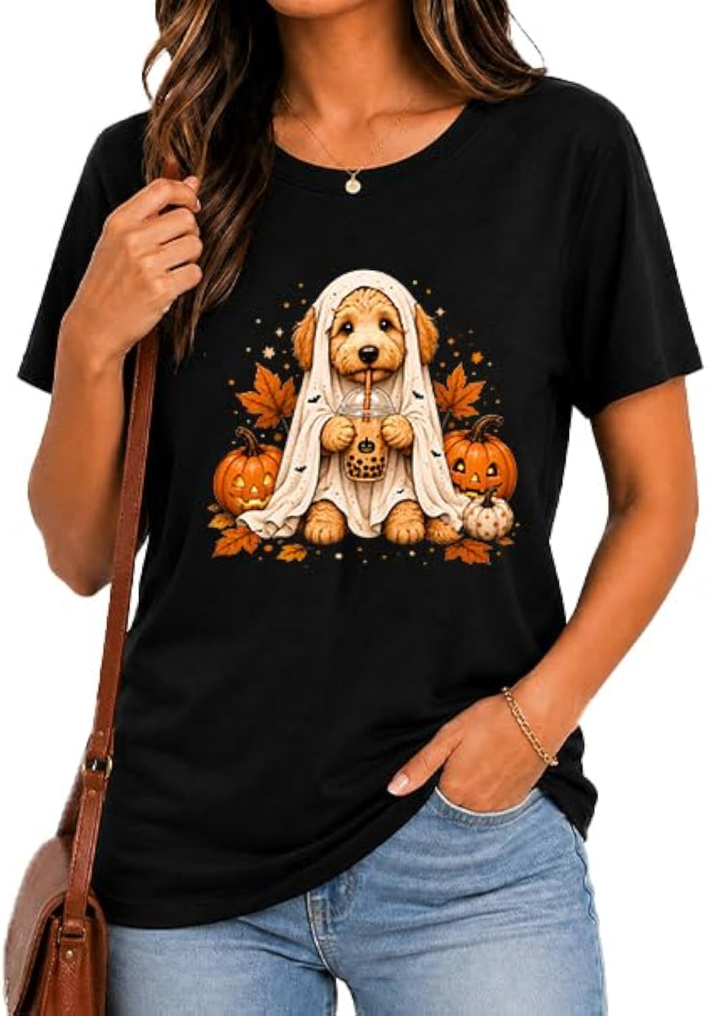 Goldendoodle Ghost and Boba Shirt Halloween Ghost Dog T-Shirt
