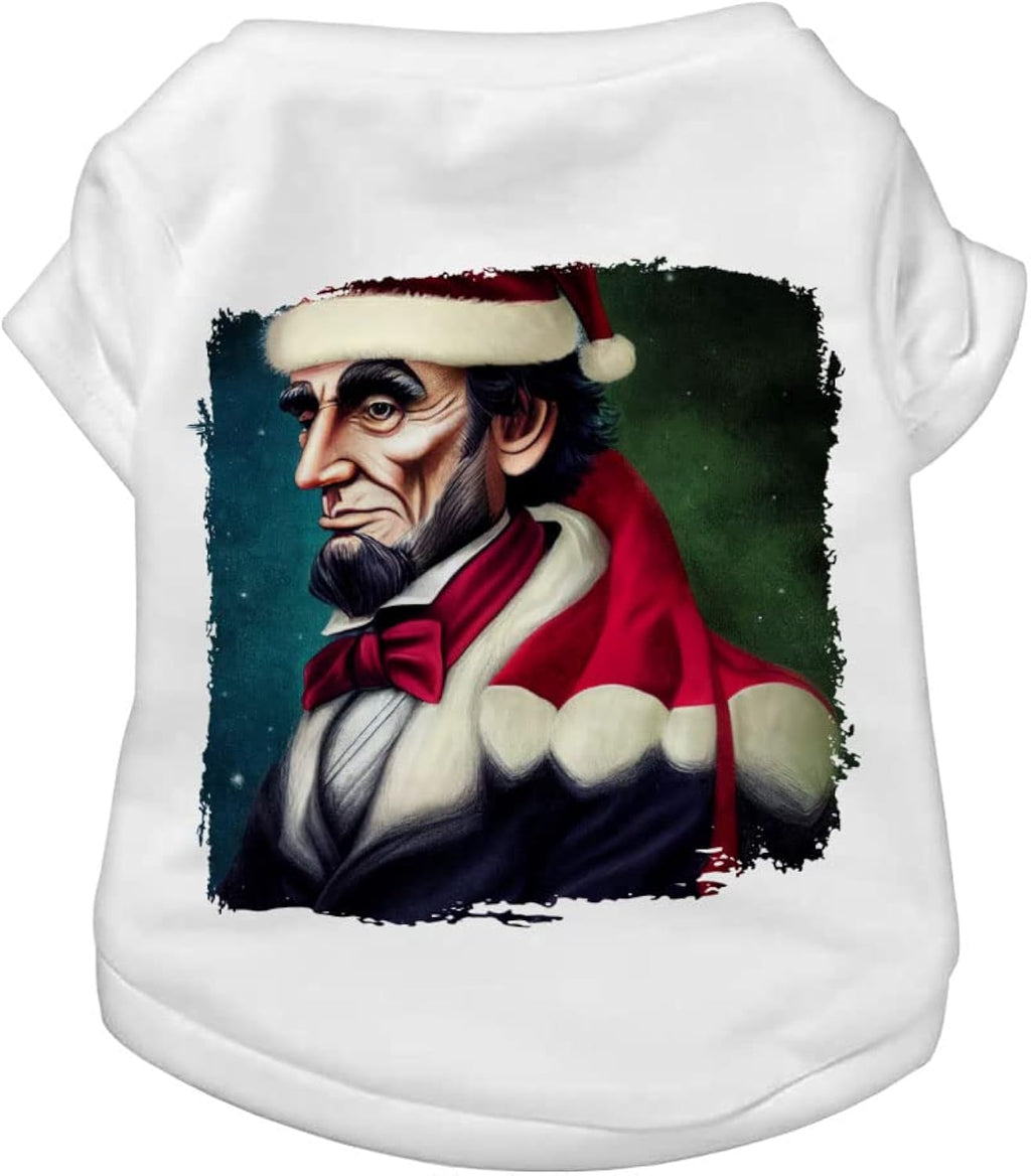 Funny Christmas Dog T-Shirt - Santa Graphic Dog Shirt - Printed Dog Clothing - White, L