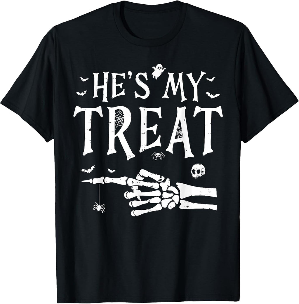 He's My Treat Skeleton Hand Funny Halloween Costume Couples T-Shirt