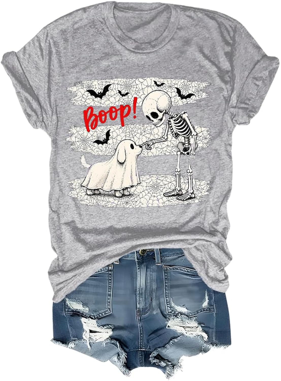 Boop Dog Shirt Skeleton Ghost Halloween Dog Shirts for Women Men
