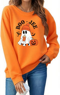 Halloween Sweatshirts for Women Spooky Season Sweatshirt Cute Boo Jee Sweatshirt Pullover Funny Ghost Graphic Sweater