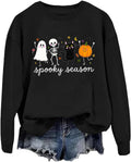 Spooky Season Cute Ghost Skeleton Cat Pumpkin Halloween Sweatshirt & Hoodie