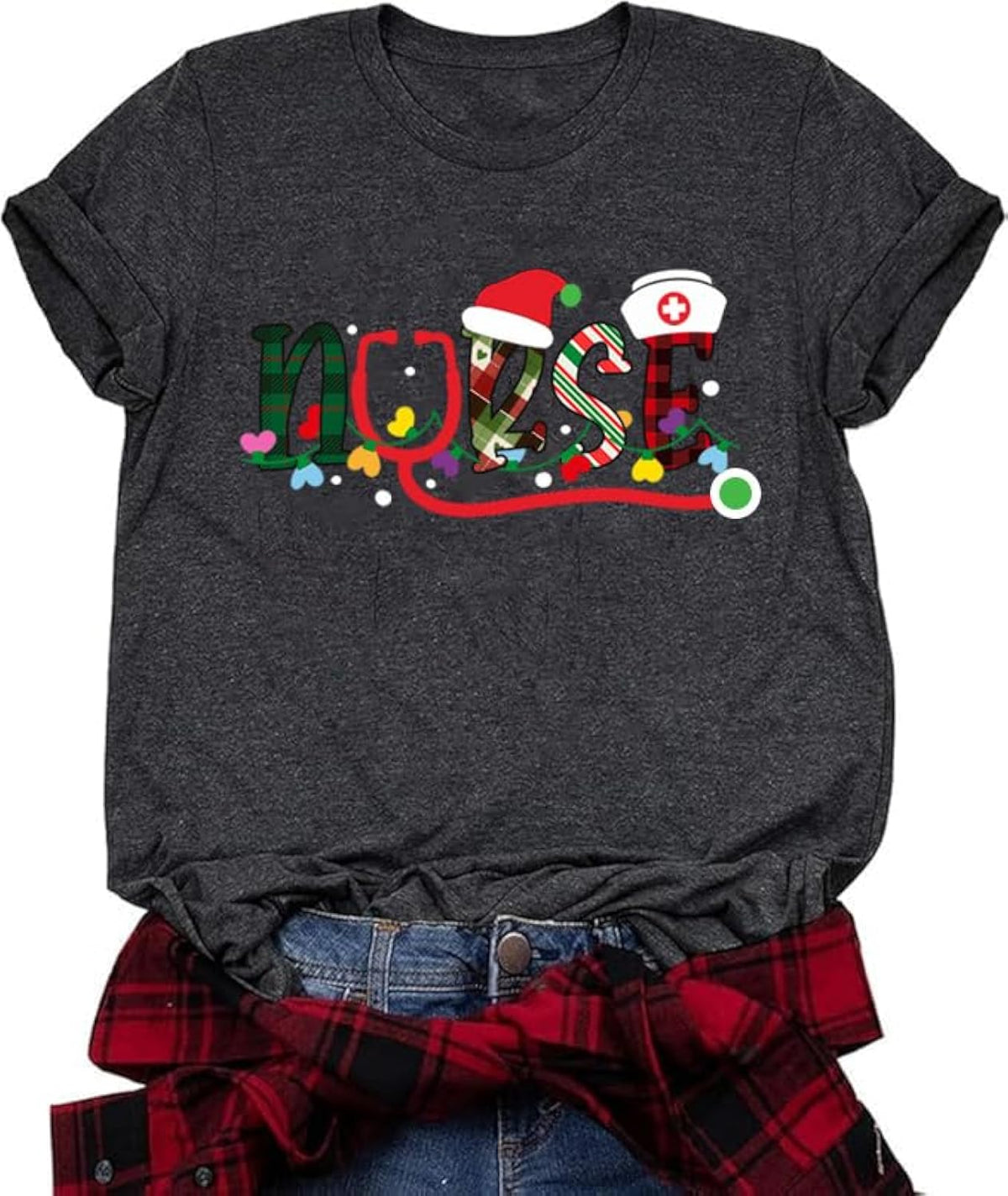 Christmas Nurse Shirts for Women Merry Xmas Mama Claus Tshirts Holiday Grandma Mimi Gigi Graphic Tee