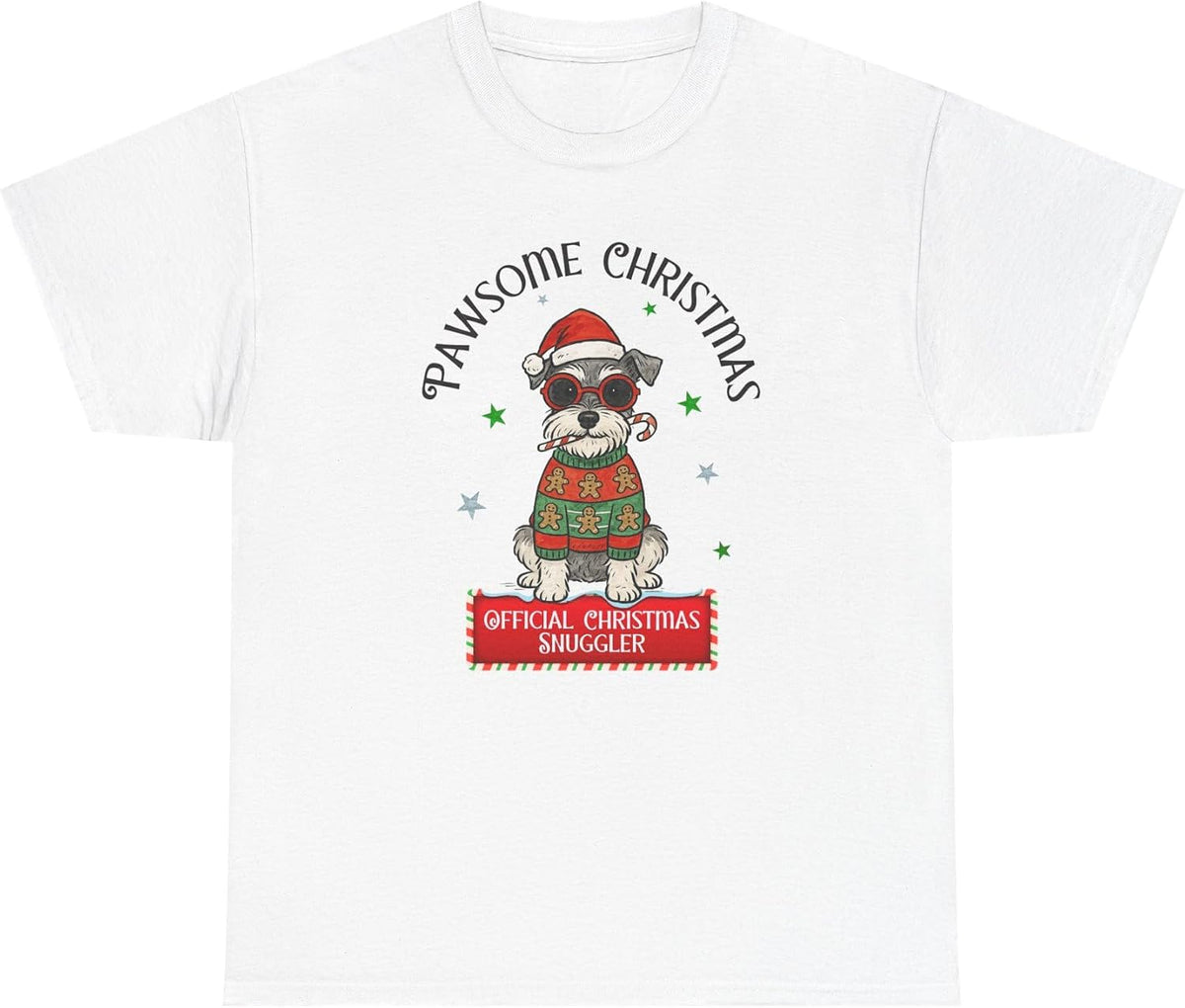 Pawsome Christmas Official Christmas Snuggler Heavy Cotton Tee – Funny Dog Christmas Shirt for Pet Lovers