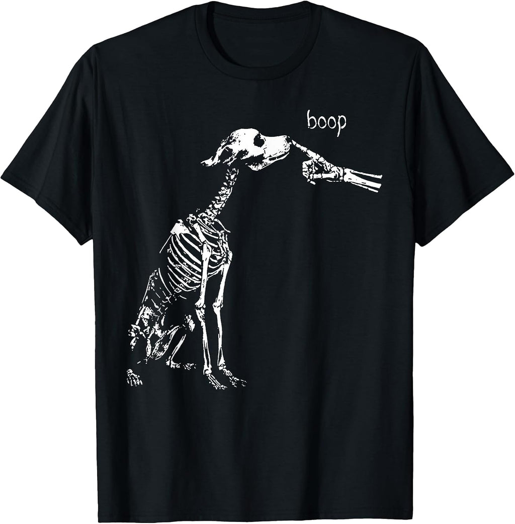 Boop Funny Dog Skeleton Boop Halloween Night Dog Graphic T-Shirt
