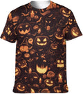 Men's 3D Pumpkin Print Graphic Tee Shirt Halloween Short Sleeve Costume