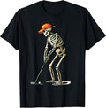 Skeleton Golf Halloween Golfer Golf Player Funny Men Dad T-Shirt