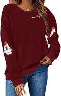 Halloween Sweatshirts for Women Spooky Season Ghost Graphic Sweatshirt Funny Cute Fall Crewneck Oversized Sweatshirt