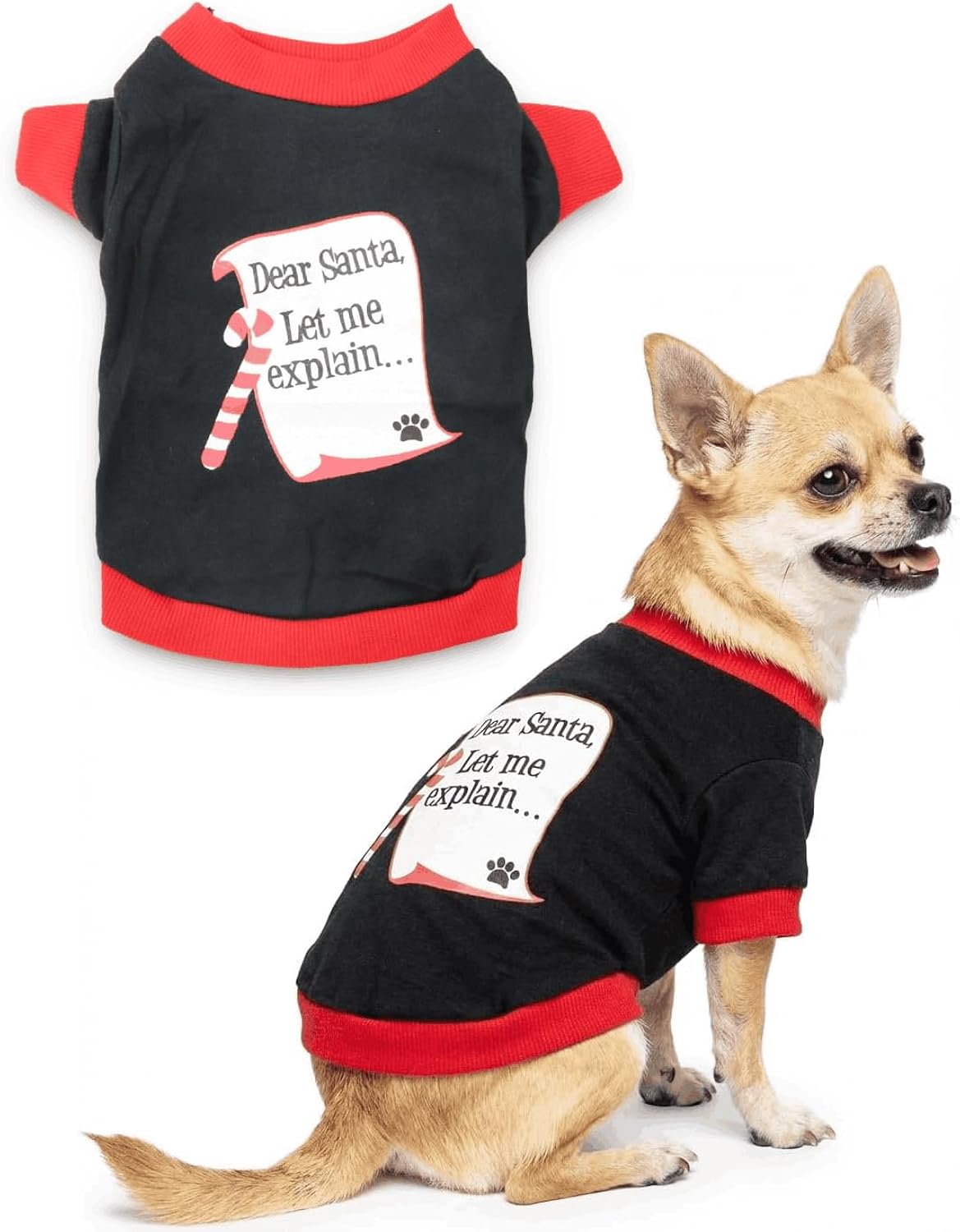 Dog Christmas Shirt, Small Puppy Holiday Clothes, Pet Dogs Xmas Tshirt, Dear Santa Let Me Explain Funny Puppy Clothes for Small Dogs, Extra Small Christmas Dog T-Shirt, XS
