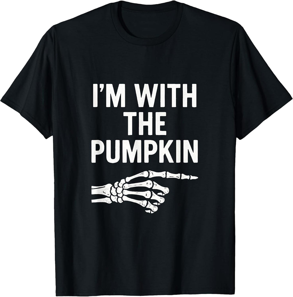 Im with The Pumpkin Funny Halloween Couple Matching T-Shirt