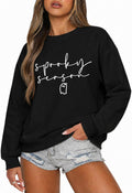 Halloween Sweatshirts for Women Cute Spooky Season Letter Print Sweatshirt Funny Ghost Fall Graphic Pullover Top
