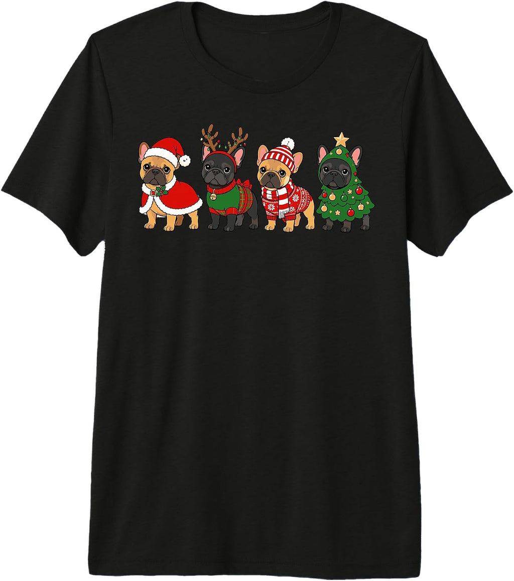 Christmas French Bulldog Dogs in Costume Cute Dog Christmas Premium Tri-Blend T-Shirt