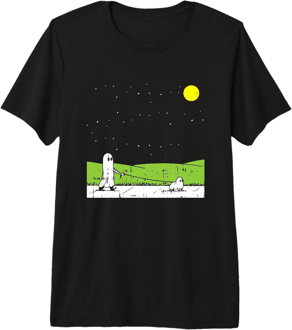 Ghost Dog Halloween Design Funny Ghoul Animal Spirit Moon Premium Tri-blend T-Shirt