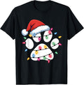 Dog Paw Print Christmas Funny Santa Puppy Women Men Girls T-Shirt