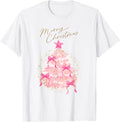 Pink Coquette Bows Christmas Tree Femme Women Girls Holiday T-Shirt