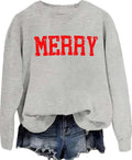 Retro Merry Sweatshirt Women Merry Christmas Sweatshirt Crewneck Long Sleeves Xmas Hoodie Pullover For Women Men