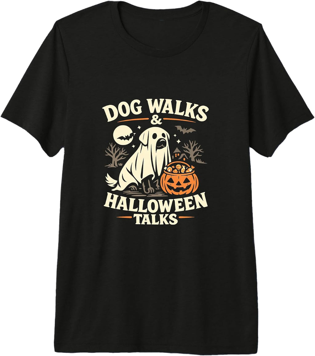 Ghost Dog Walk Pumpkin Halloween Night Premium Tri-Blend T-Shirt