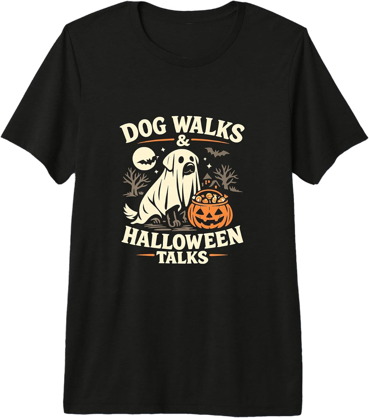 Ghost Dog Walk Pumpkin Halloween Night Premium Tri-Blend T-Shirt