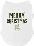 Merry Christmas Dog Tee Shirt | Sleeveless Breeds | Christmas | Merry & Bright | Holiday | Winter | Gift |White, Medium 1495