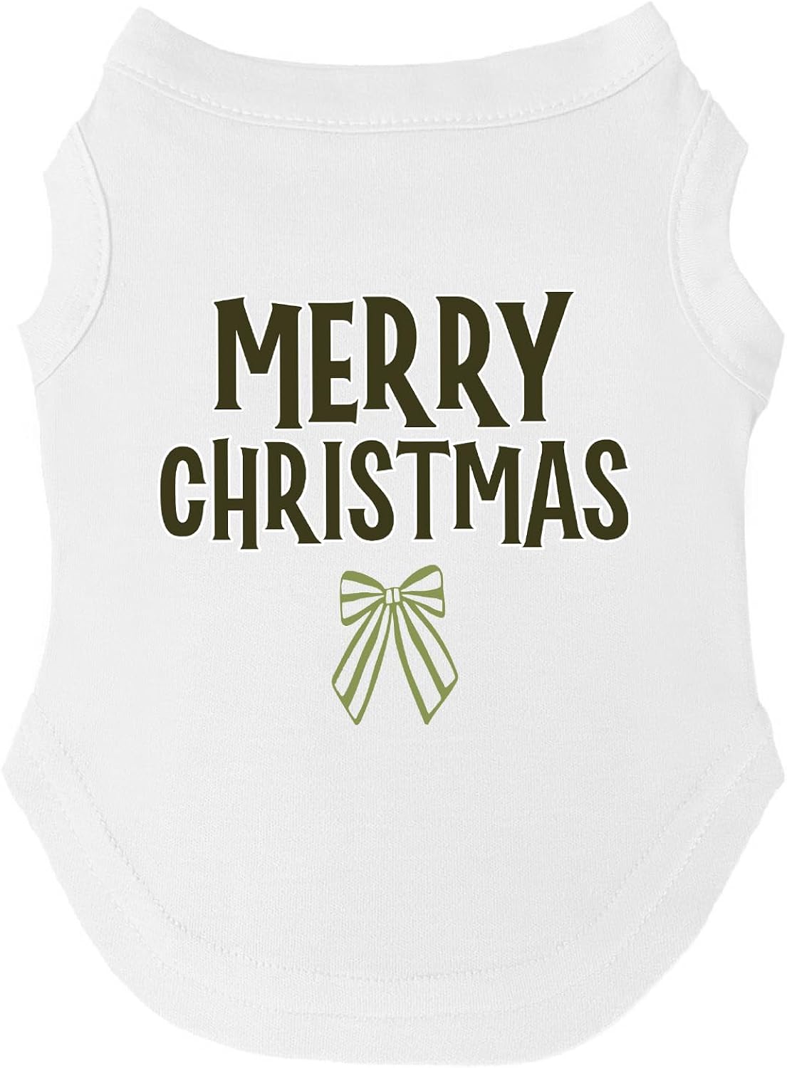 Merry Christmas Dog Tee Shirt | Sleeveless Breeds | Christmas | Merry & Bright | Holiday | Winter | Gift |White, Medium 1495