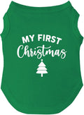 My First Christmas Dog Tee Shirt | Sleeveless Breeds | Christmas | Holiday Season | Winter Wonderland | Gift |Green, Medium 145