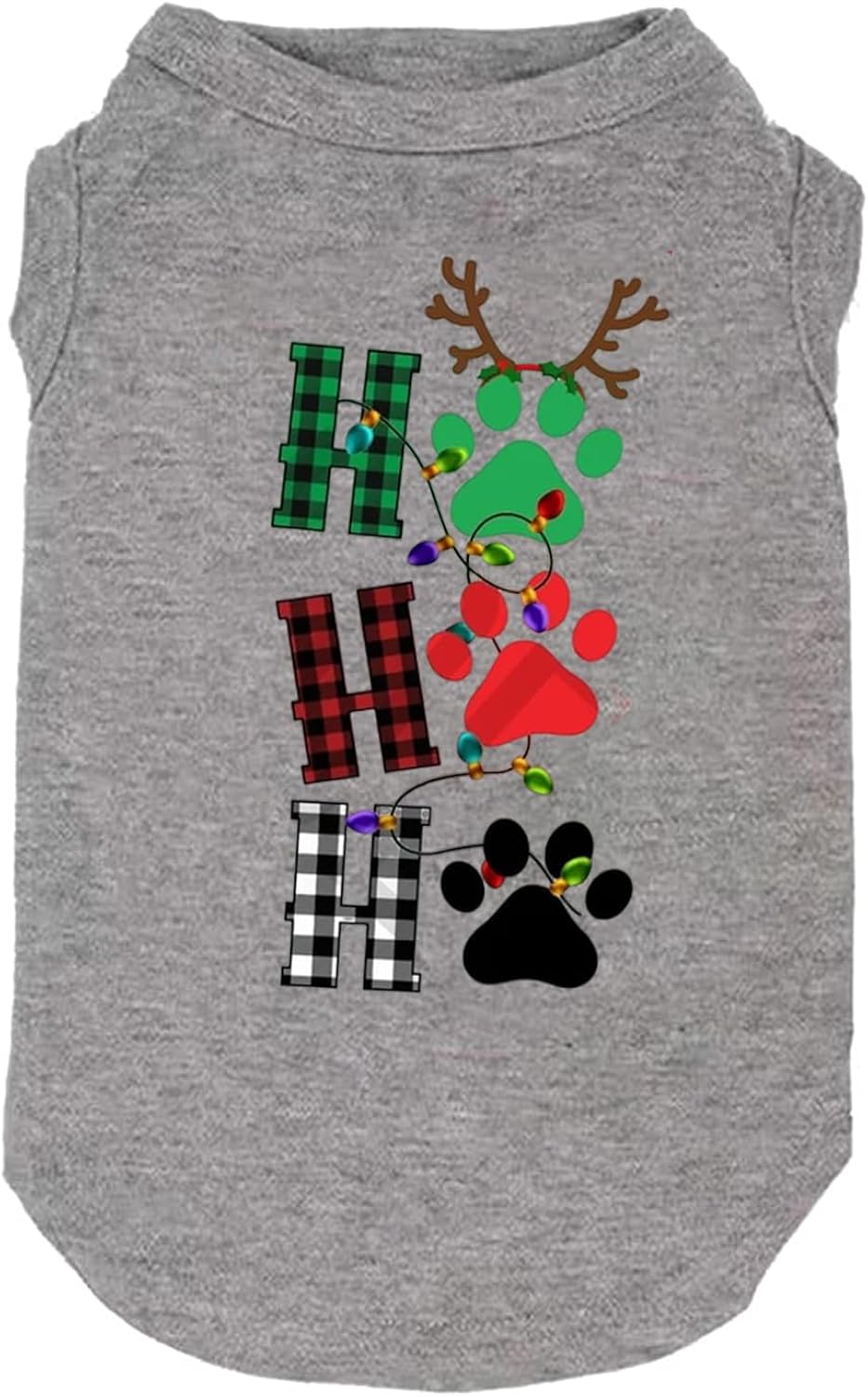 Merry Christmas Costumes Funny Graphic Print Vest for Small Large Dog Gift - Puppy Christmas (Small, Grey-2)