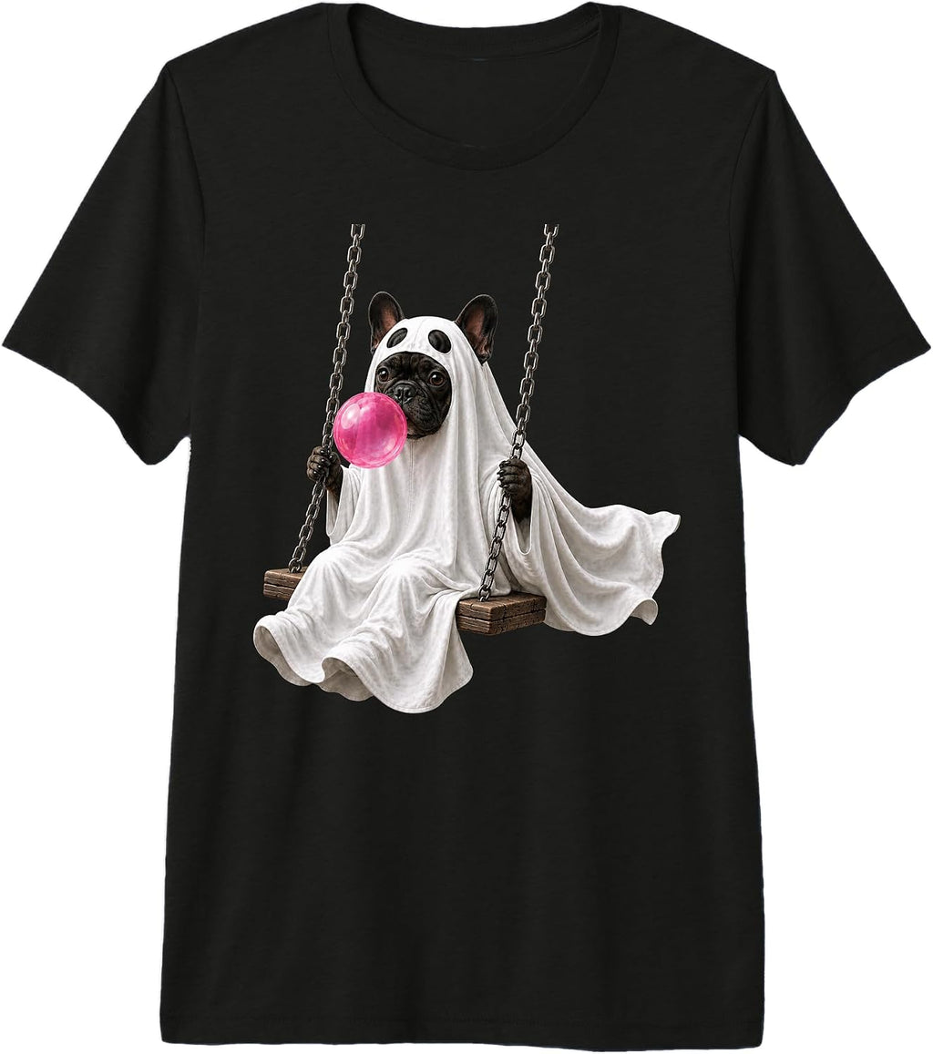 Funny Spooky Ghost French Bulldog Halloween Dog Lover Premium Tri-Blend T-Shirt