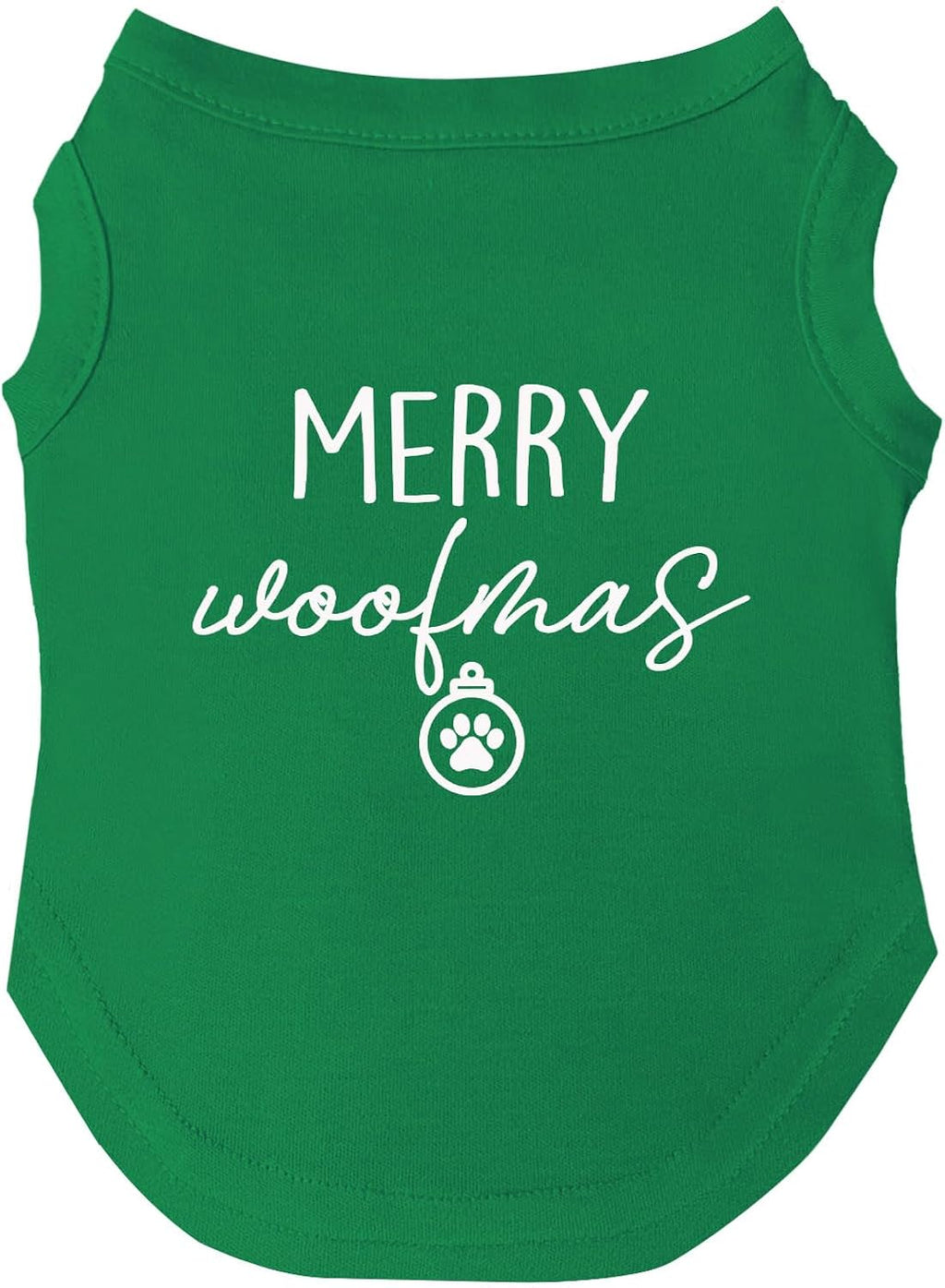 Merry Woofmas Dog Tee Shirt | Sleeveless Breeds | Christmas | Holiday Season | Winter Wonderland | Gift |Green, X-Large 927