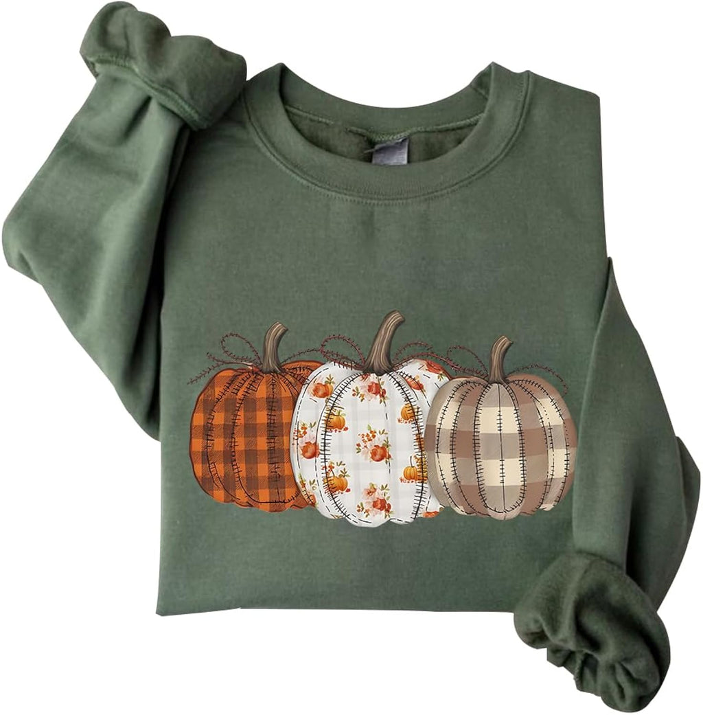 Vintage Pumpkin Sweatshirt For Women Retro Pumpkin Season Sweatshirt