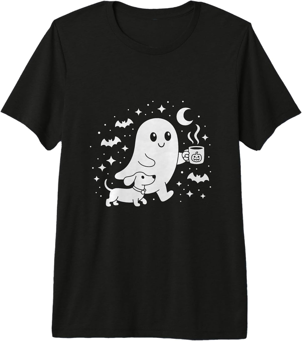 Cute Ghost Walking Dog Coffee Halloween Costume Premium Tri-Blend T-Shirt