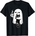 Spooky Season Women Ghost Coffee Boojee Cozy Cute Cat Meh T-Shirt