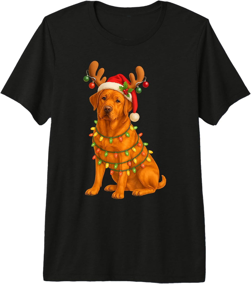 Fox Red Lab Christmas Tree Light Pajama Labrador Dog Premium Tri-Blend T-Shirt