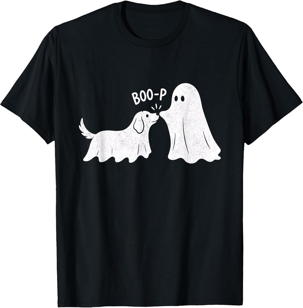 Funny Boo-P Ghost Dog Halloween Cute Spooky Dog Lover T-Shirt