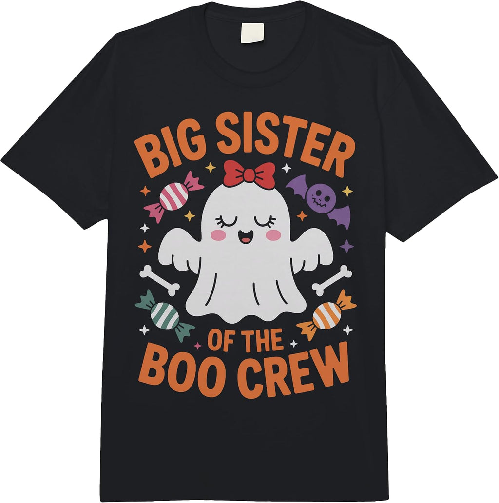 Big Sister of The Boo Crew Funny Ghost Costume Comfort Colors Adult Heavyweight T-Shirt