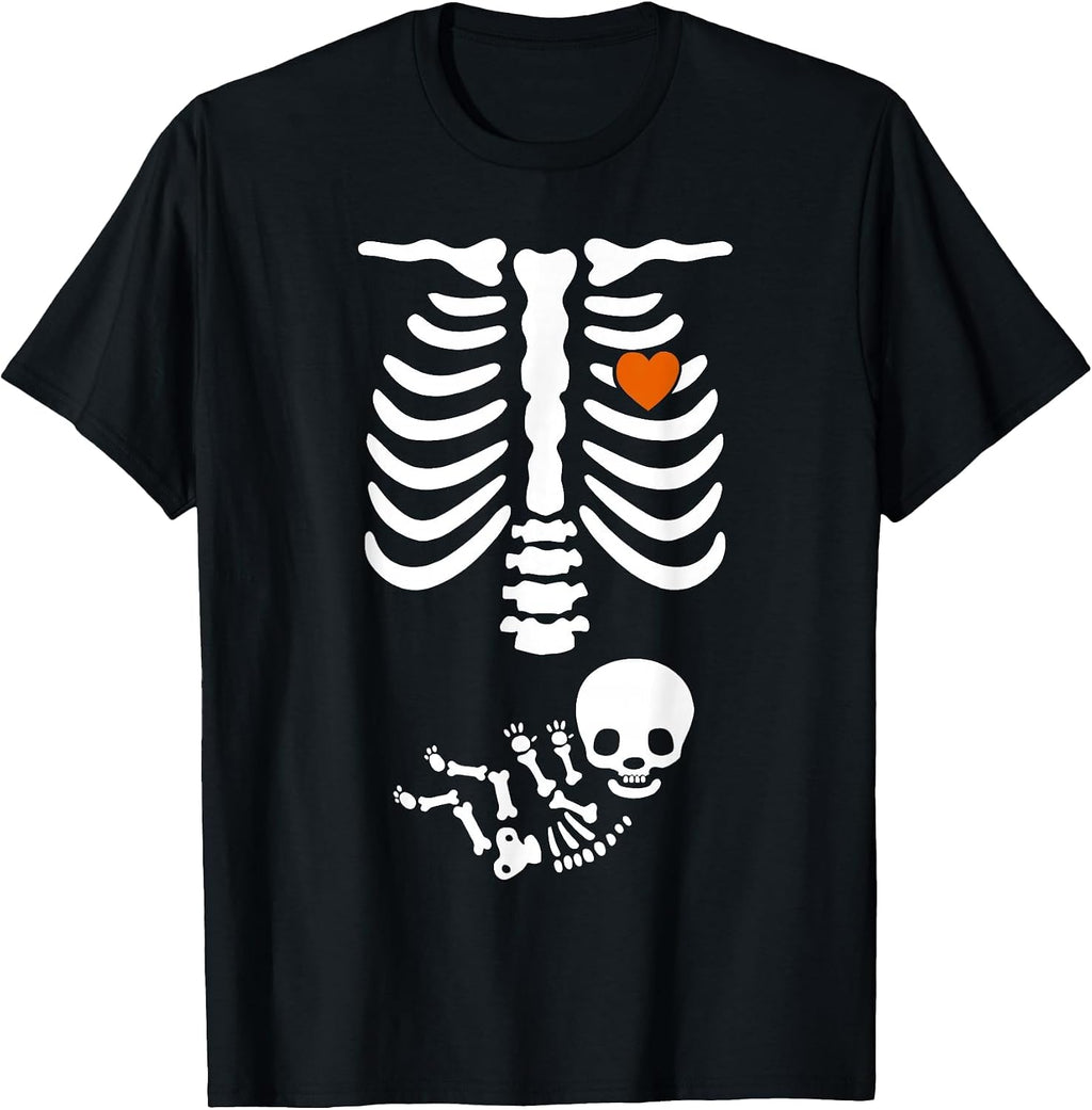 Beer Belly & Baby Skeleton Pregnancy Couples Halloween Mom T-Shirt