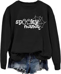 Halloween Sweatshirt Women Spooky Mama Long Sleeve Graphic Shirts Fall Halloween Mom Crewneck Pullover Tops