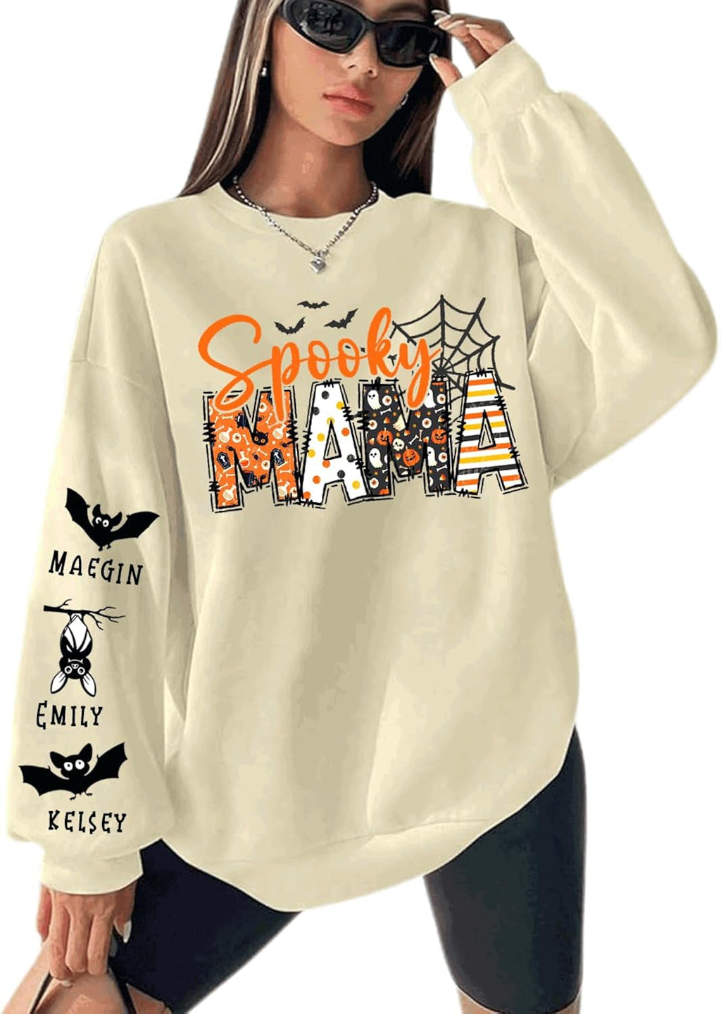 Personalized Spooky Grandma Sweatshirt - Custom Mama Halloween Shirt for Women, for Mimi