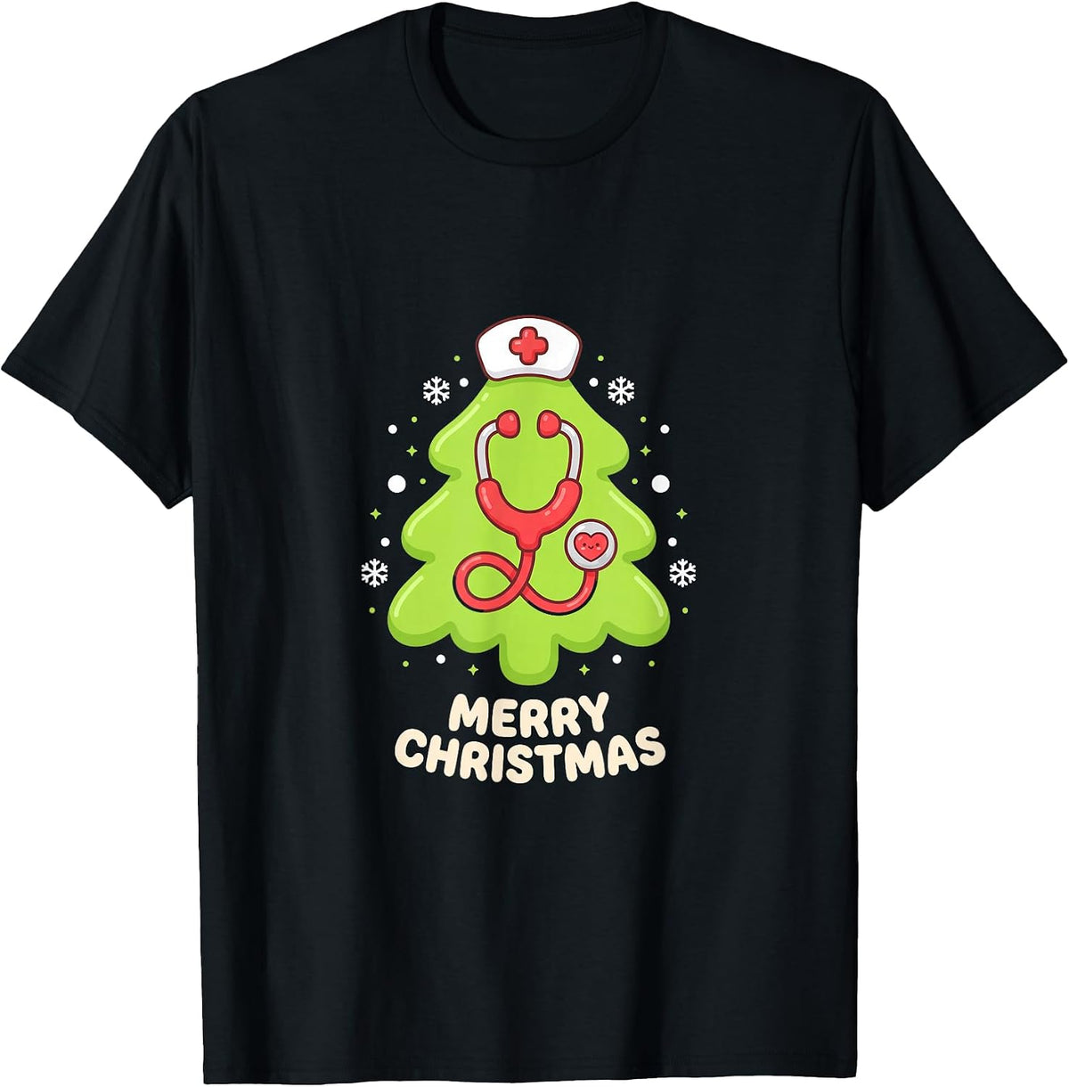 Nurse Holiday Merry Christmas Tree Stethoscope T-Shirt