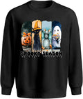Spooky Season Crewneck Sweatshirt, Pumpkin Cat Bat Ghost Graphic