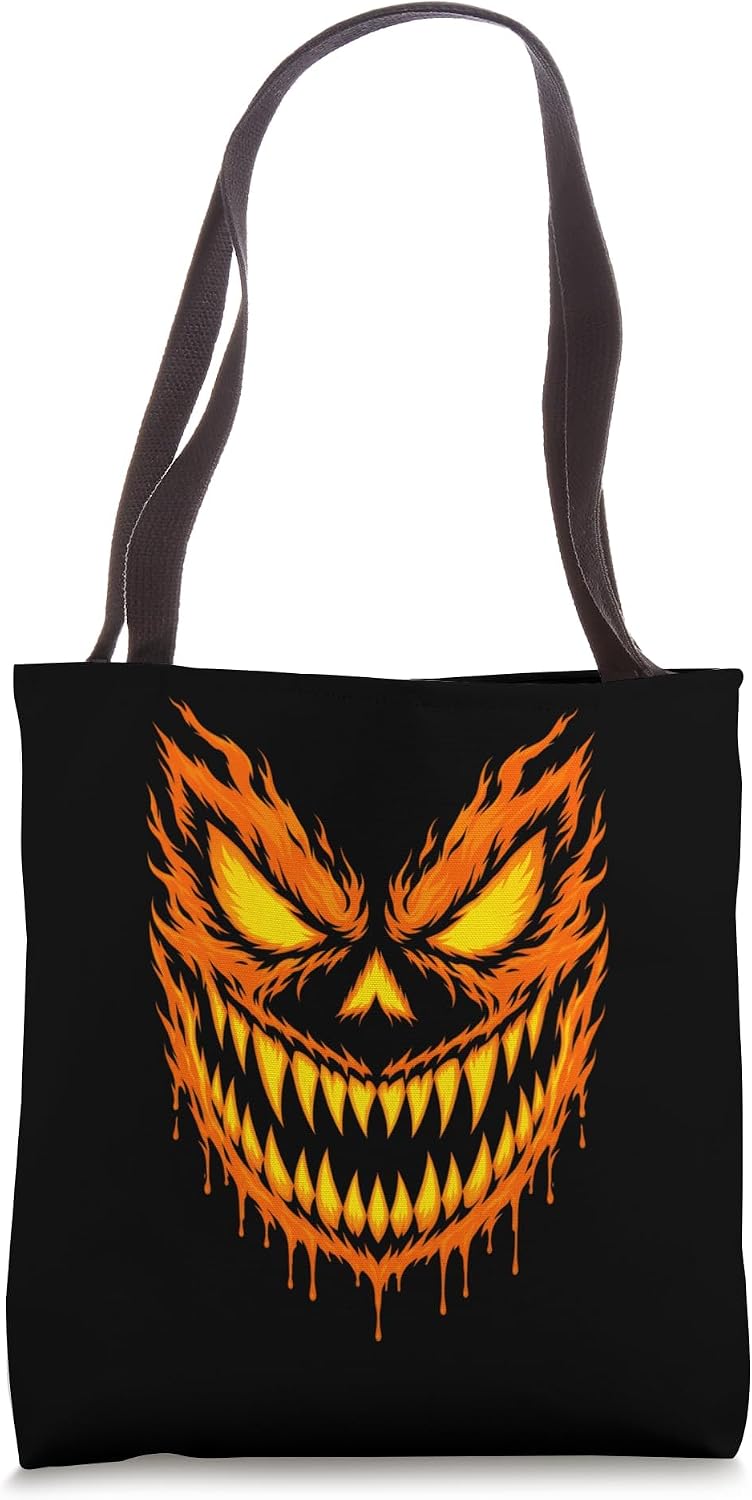 Jack O Lantern Scary Carved Pumpkin Face Halloween Mens Kids Tote Bag