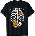 Pregnant Skeleton Halloween Mommy Baby Announcement T-Shirt