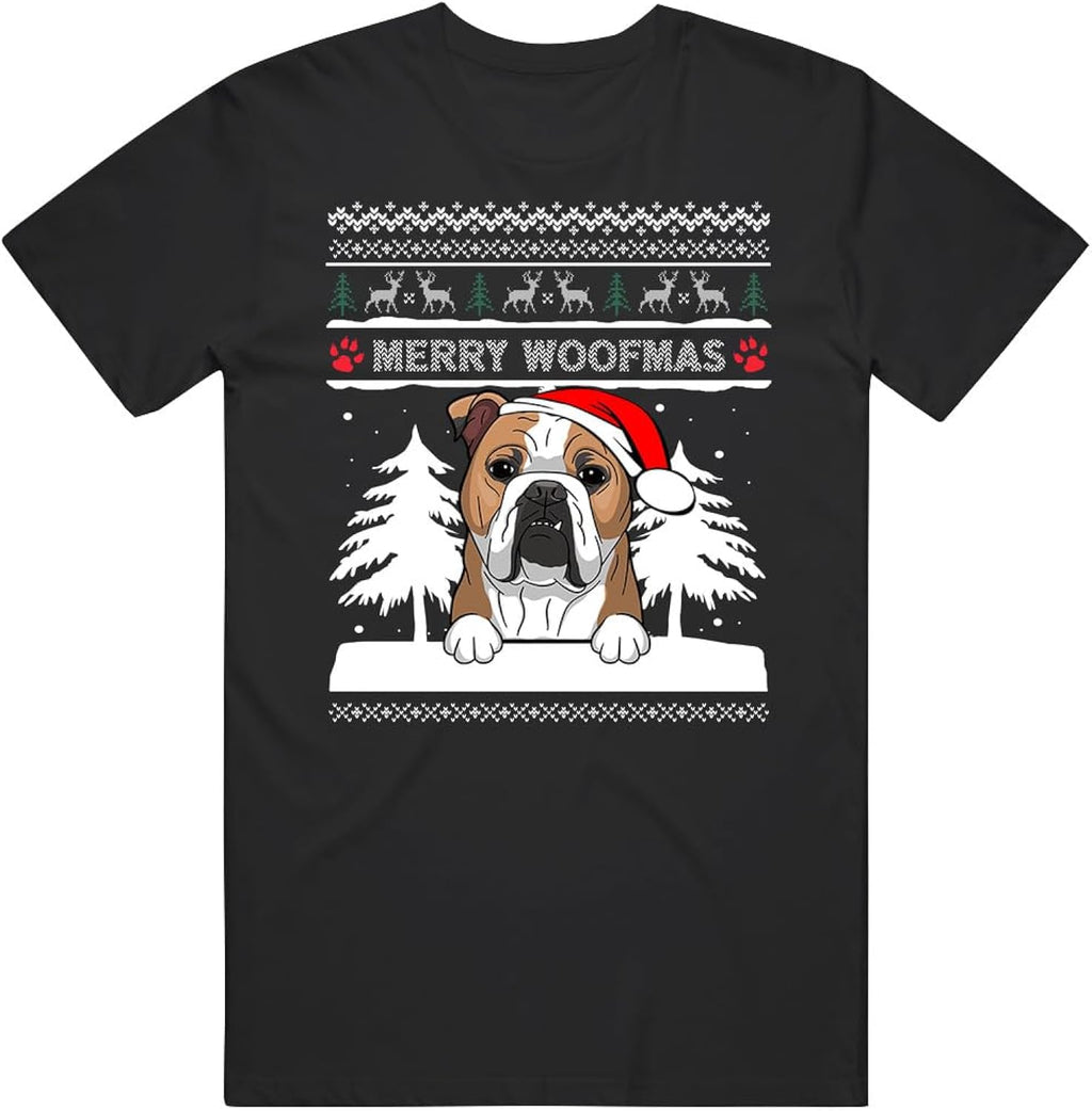 Bulldog Merry Woofmas Christmas Pet Unisex T Shirt