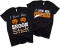 Halloween Couple Shirts, I Love her Pumpkins I Love his Broom Stick, His and Her T-Shirt, Honeymoon Halloween Fall Gift