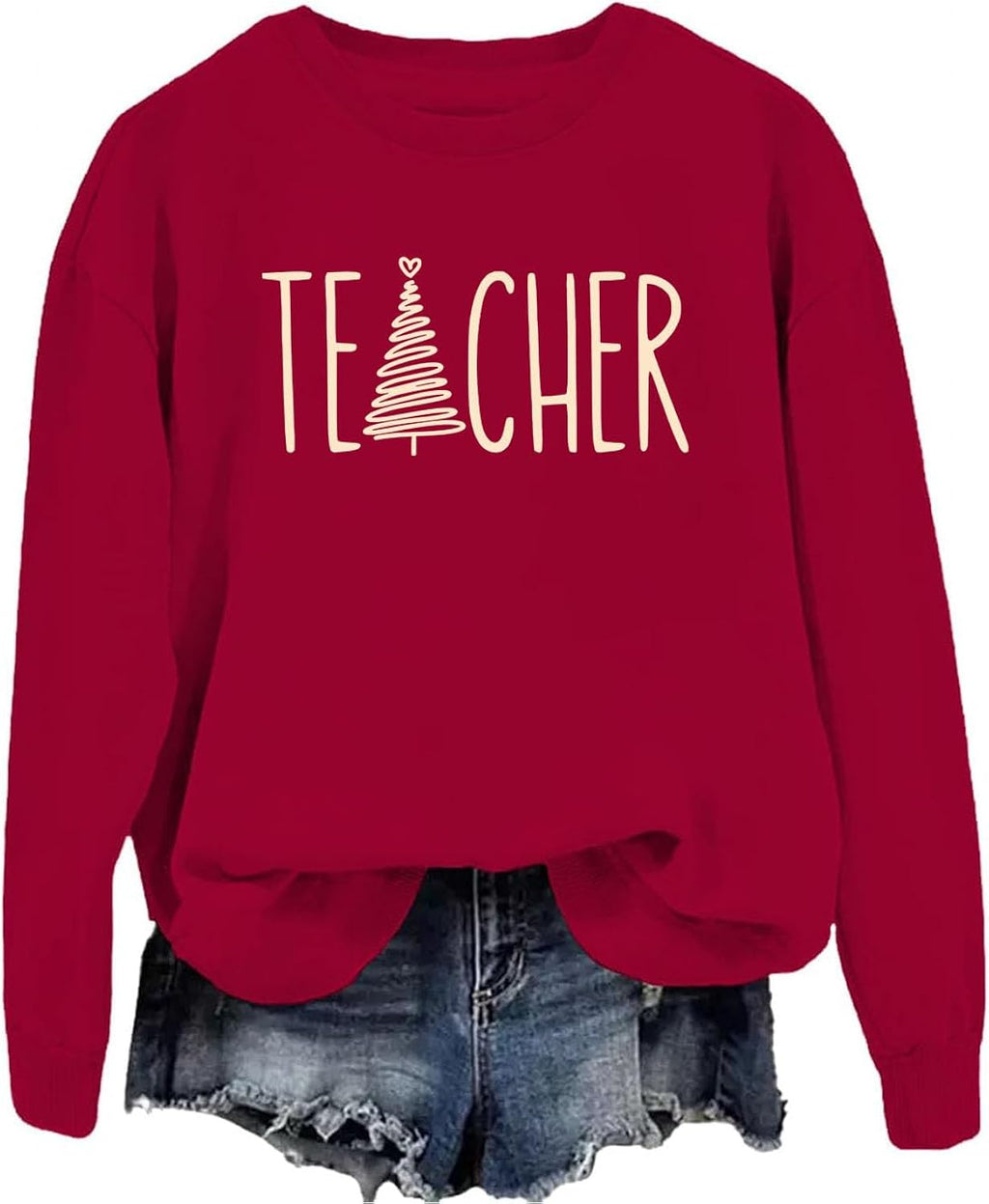 Teacher Christmas Tree Sweatshirt Teacher Christmas Tree Shirt Xmas Holiday Graphic Crewneck Hoodie For Women Men